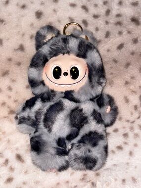 Lafufu Black and Grey Custom Leopard Print Plush Pendant